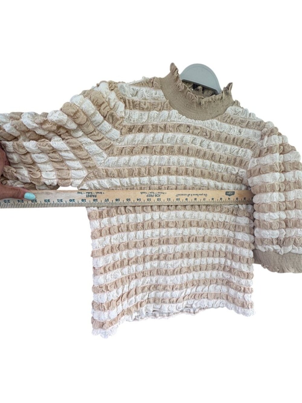 Anthropologie English Factory Women's Top Textured Mock Neck Short Sleeve Blouse - Picture 11 of 11